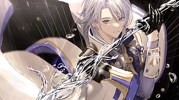 White Hair Kamisato Ayato Trident Genshin Impact HD wallpaper