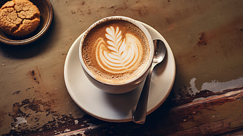 Artful Latte on Rustic Table - Coffee, latte, food, coffee HD wallpaper
