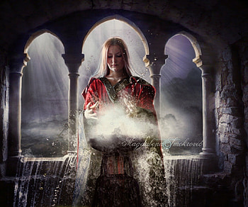 Sorceress, lady, magic, fantasy HD wallpaper