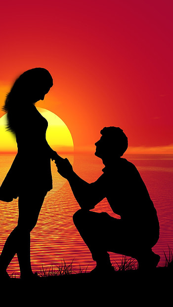 Love Couple, Sunset Background HD phone wallpaper