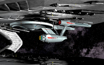 enterprise a, starship, stars, space station, gas cloud HD wallpaper