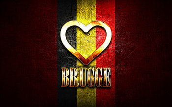 I Love Brugge, belgian cities, golden inscription, Day of Brugge, Belgium, golden heart, Brugge with flag, Brugge, Cities of Belgium, favorite cities, Love Brugge HD wallpaper