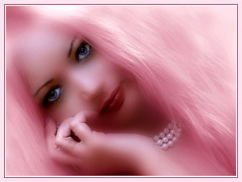 PINK BABYGIRL, pink, perls, green, baby, eyes, girl, female HD wallpaper