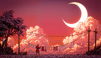 Asian Man Doing His Morning Duties Clouded Memories, asian, man, morning, cloud, red, trees, artist, artwork, art, digital-art, ai, deviantart HD wallpaper