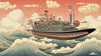 Japan Boat, boat, pattern, AI Art HD wallpaper