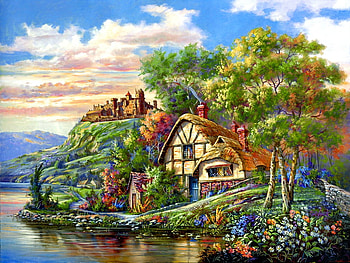 little paradise, paradise, natur, house, lake HD wallpaper