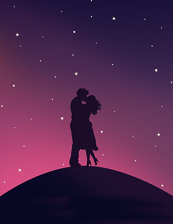 Kiss, couple, silhouette, minimal, art HD phone wallpaper