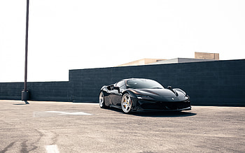 Ferrari SF90 Stradale, , black supercar, front view, exterior, black SF90, italian sports cars, Ferrari HD wallpaper