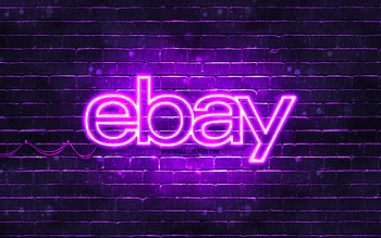 Ebay violet logo, , violet brickwall, Ebay logo, brands, Ebay neon logo, Ebay HD wallpaper