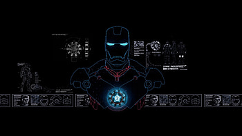 Iron Man Stark Industries Blue-Print - ( HD wallpaper
