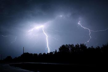 Night, Lightning, Dark, Glow, Thunderstorm, Storm HD wallpaper