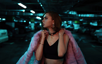 Girl Pink Coat Looking Away , girls, model, jacket HD wallpaper