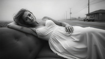 Girl Monochrome White Dress, girl, model, monochrome, white-dress, black-and-white, girls HD wallpaper