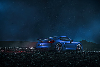 Blue Porsche Fog Play, porsche-911, porsche, cars, blue, artist, behance HD wallpaper