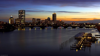 Boston skyline, Sunset beauty, , City HD wallpaper