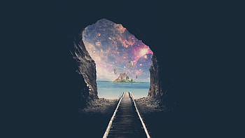 Railroads, minimal, cave, dark HD wallpaper