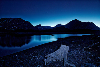 Blue Hour Kananaskis Lake Stars , lake, stars, sky, mountains, nature HD wallpaper