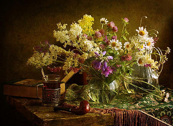 A Touch Wild, wooden, goblet, floral, colours, spring, wild, runner, books, bouquets, vases, pitcher, glass, water, table, pipe, country, fresh, pretty, flowers, cut, wine HD wallpaper