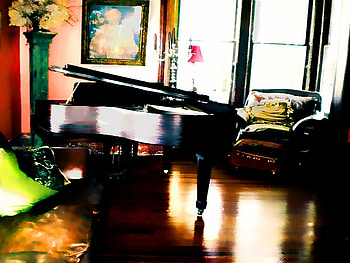 The Den, antique, piano, victorian, silk HD wallpaper
