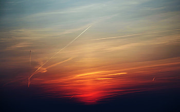 Sunset and Planes, sky, sunset, red HD wallpaper