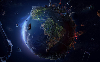 oh..., space, earth, planet, future HD wallpaper
