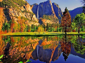 Beautiful reflection, summer, reflection, autumn, peaceful, water, lake, mountain HD wallpaper