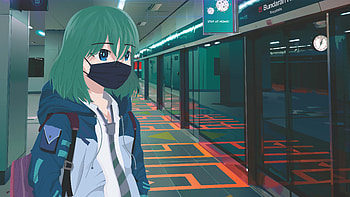 Jakarta Cyberpunk Anime Girl Mask , anime-girl, anime, cyberpunk, train, artist, artwork, digital-art, artstation HD wallpaper