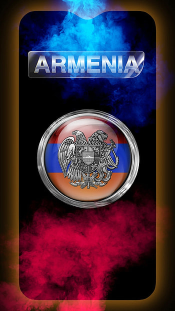 Armenia, symbol, flag, round, red-and-blue, smoke, circle HD phone wallpaper