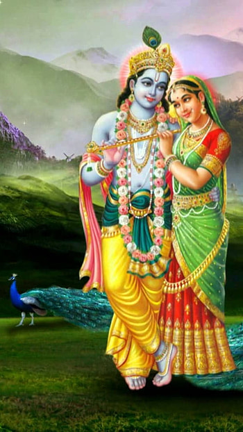 Radha Krishna , Peacock Background HD phone wallpaper