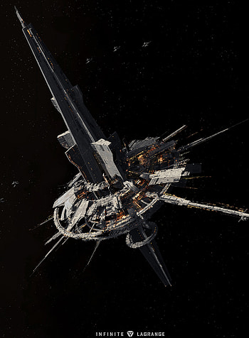 Infinite Lagrange, Yishu 5 ships, Antonos outpost/base, Space aesthetics HD phone wallpaper