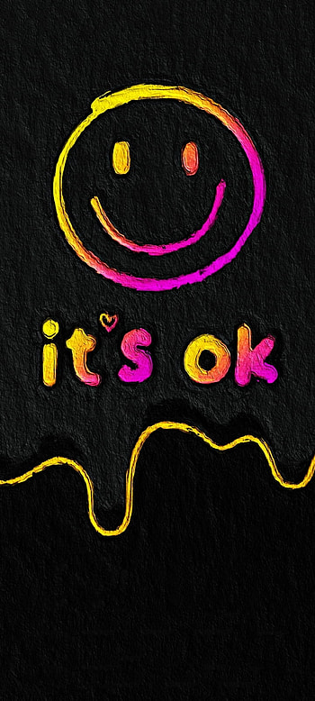 It's ok, pink, black, yellow, colorful HD phone wallpaper