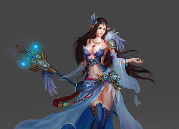 Fantasy girl, blue, grey, fantasy, game, girl HD wallpaper