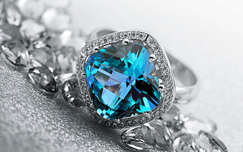 Blue stone, blue, jewel, white, ring, silver, stone, siver, saphire HD wallpaper