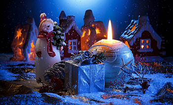 Holidays, Houses, New Year, Snowman, Christmas, Holiday, Gift, Present, Candle HD wallpaper