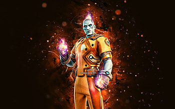 The Origin, , orange neon lights, Fortnite Battle Royale, Fortnite characters, The Origin Skin, Fortnite, The Origin Fortnite HD wallpaper