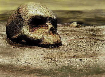 Skull, sand, fantasy, dark HD wallpaper