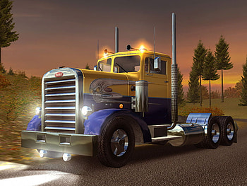 Yellow & Blue Daycab Pete..........., big rigs, 18wheelers, trucks HD wallpaper
