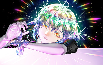 Colorful hair, diamond, houseki no kuni HD wallpaper