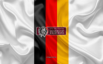Otto von Guericke University Magdeburg Emblem, German Flag, Otto von Guericke University Magdeburg logo, Magdeburg, Germany, Otto von Guericke University Magdeburg HD wallpaper