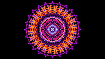 Purple Pink Orange Circle Shapes Mandala Art Pattern Abstract HD wallpaper