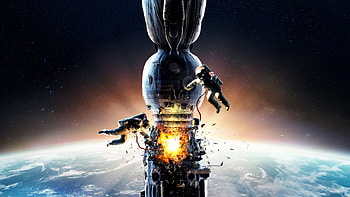 Astronaut, space station, explosion, space HD wallpaper