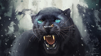 Black Panther, panther, black, pisici, art, fantasy, big cat, face HD wallpaper