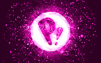 Pop OS purple logo, , purple neon lights, Linux, creative, purple abstract background, Pop OS logo, OS, Pop OS HD wallpaper