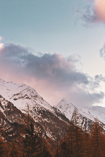 Nature, Trees, Autumn, Clouds, Italy, Mountain, Vertex, Top, Snow Covered, Snowbound HD phone wallpaper