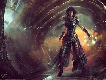 Purple Hair Fantasy Women, fantasy-girls, artist, artwork, digital-art, deviantart HD wallpaper
