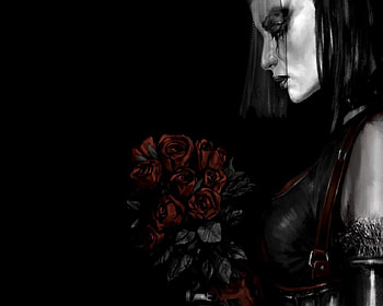 Her Sad Last Goodbye, Tears, Roses, Woman, Dark HD wallpaper
