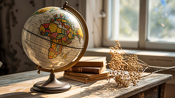Sunlit Vintage Globe -, Globe, Book, Desk, Window HD wallpaper
