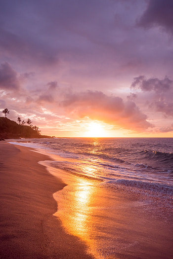 Nature, Sunset, Sea, Waves, Beach, Surf HD phone wallpaper