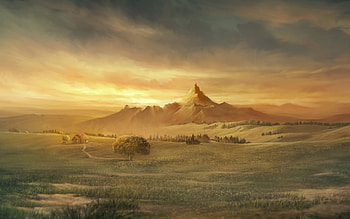 Landscape, Trees, Fields HD wallpaper