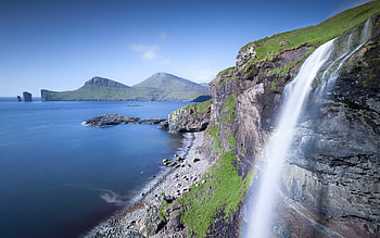 Faroe Islands, Waterfall, Beach, Mountain , and mobile backgrounds HD wallpaper